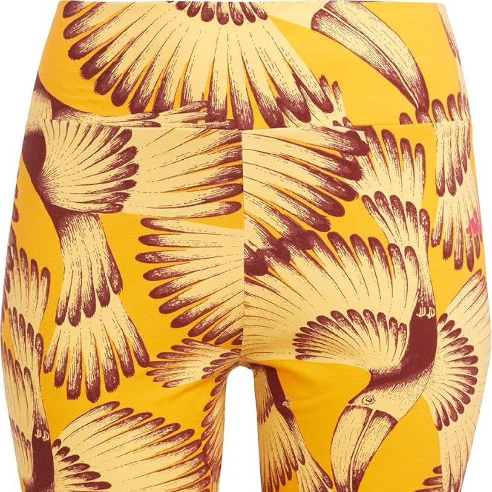 FARM Rio x Adidas Women's Yellow Banana Patterned Bike Shorts NEW - Picture 2 of 3